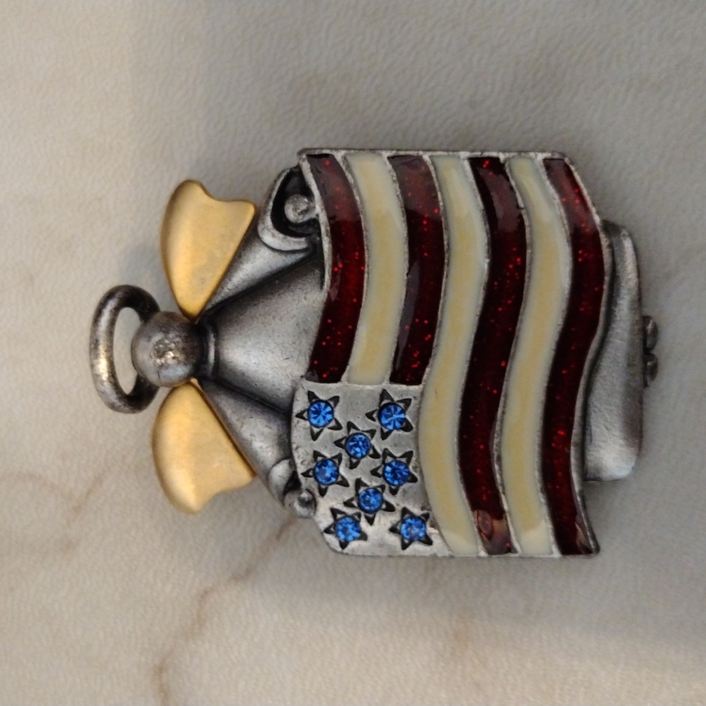AJMC Angel brooch with flag.